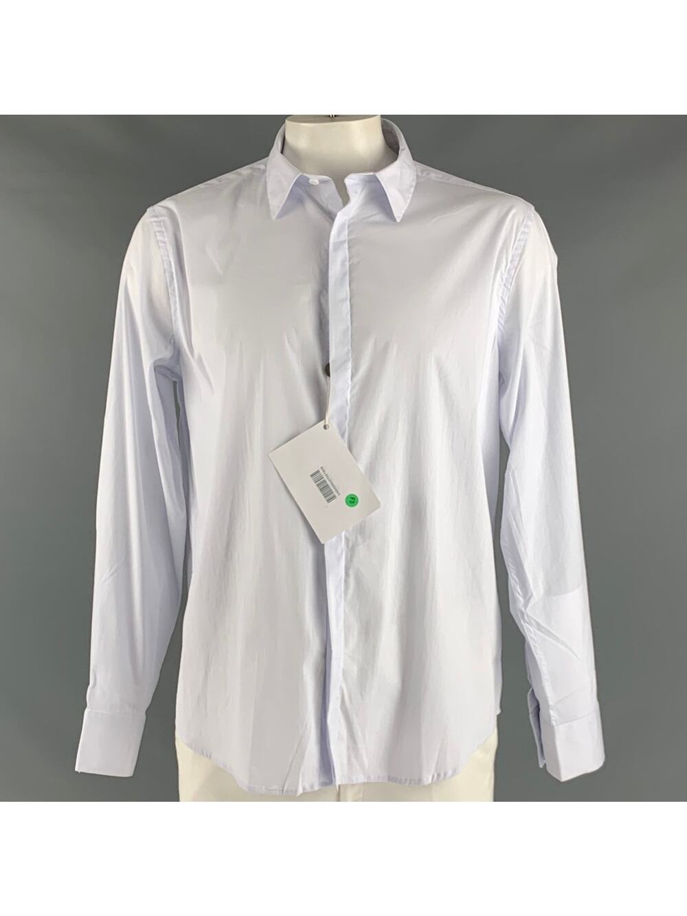 JOHN RICHMOND Size XL White Solid Cotton Blend Button Up Long Sleeve Shirt